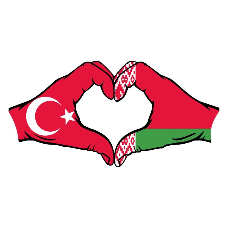 Turquie Biélorussie drapeau mains forme coeur