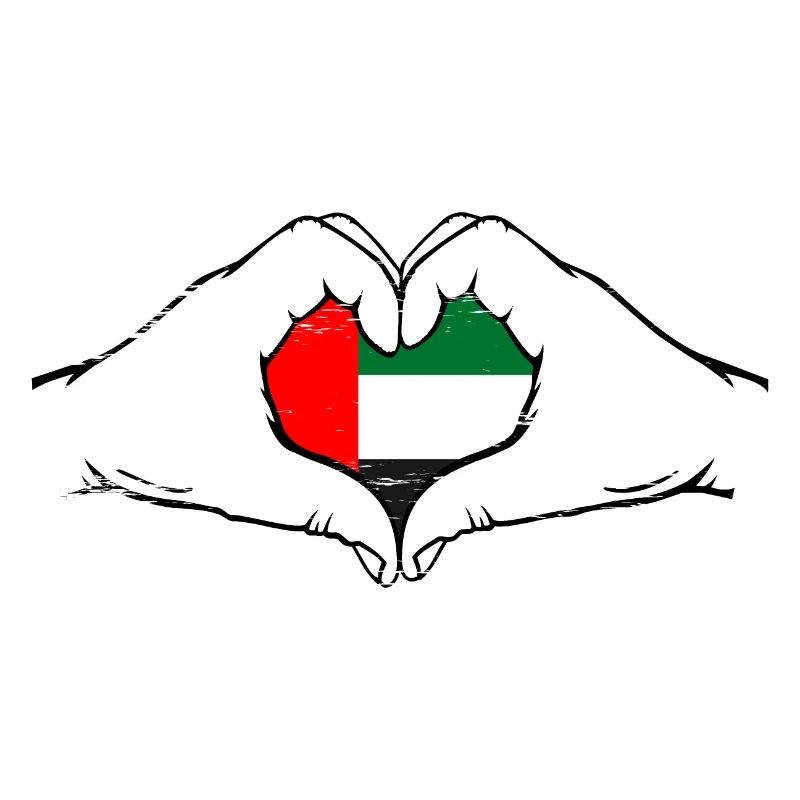 Drapeau des Émirats Arabes Unis en forme de coeur utilisé