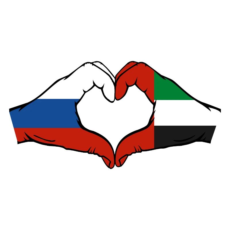Russie Émirats arabes unis Drapeau Coeur