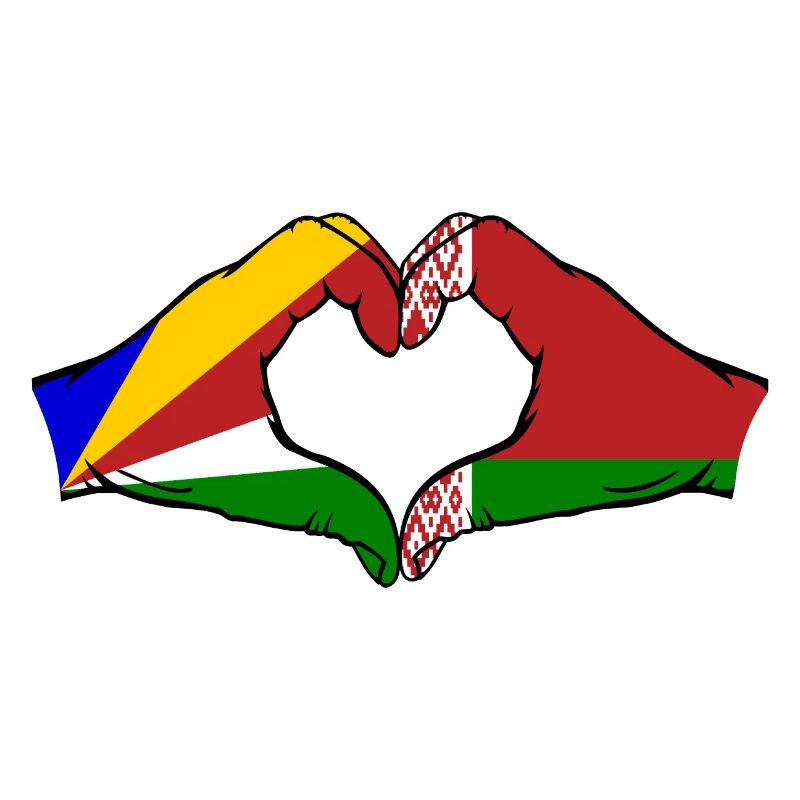Seychelles Biélorussie Drapeau Mains Coeur Forme