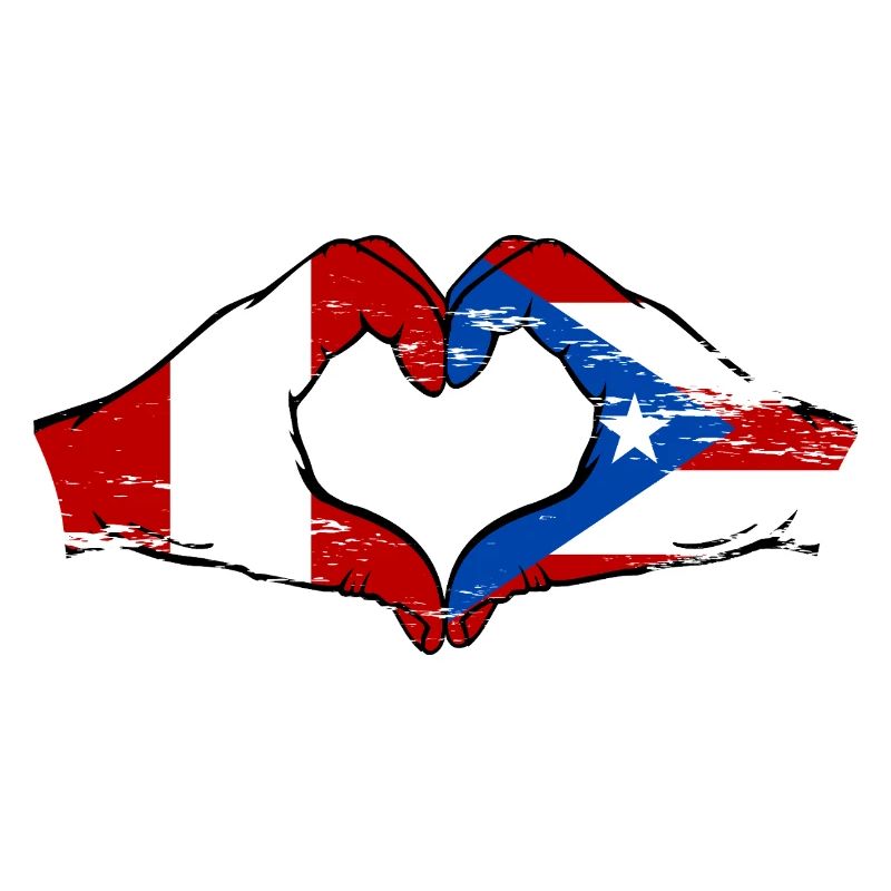 Pérou Porto Rico drapeau mains forme de coeur utilisé