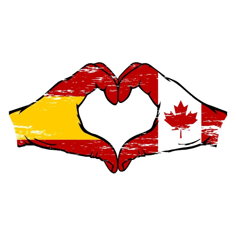 Espagne Canada Drapeau Mains Coeur Utilisé