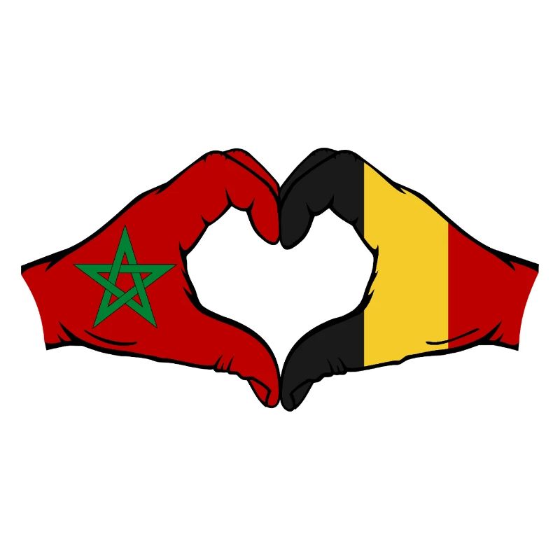 Morocco Belgium Flag Hands Heart Shape