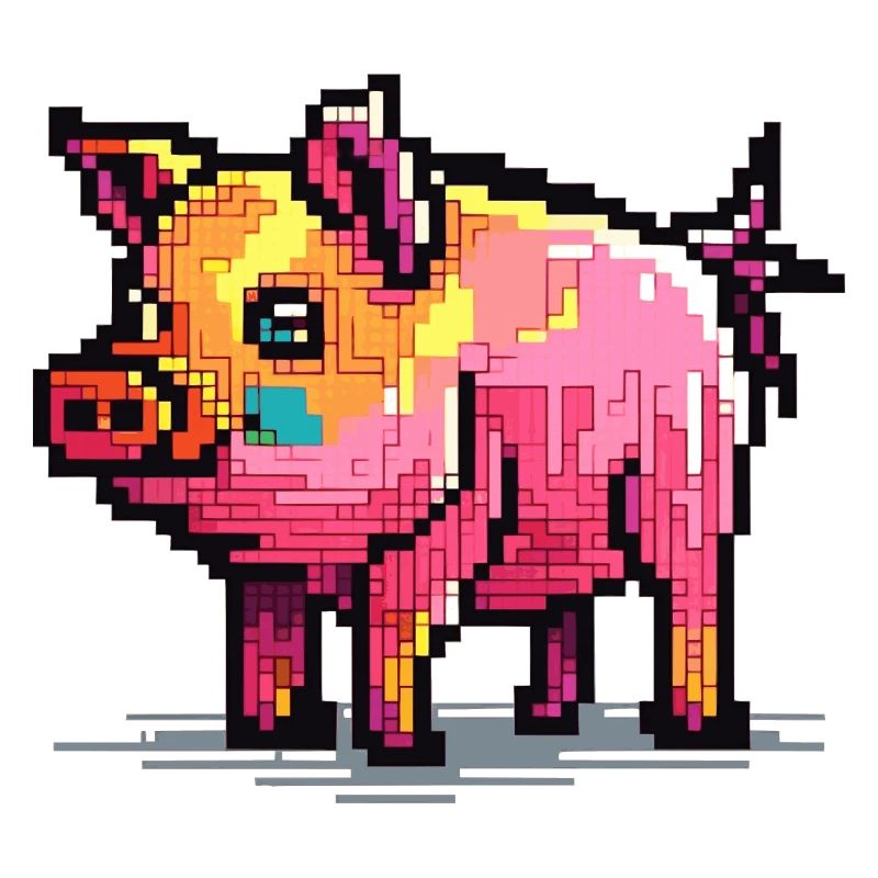 Cochon en 8 bits et avec pixels