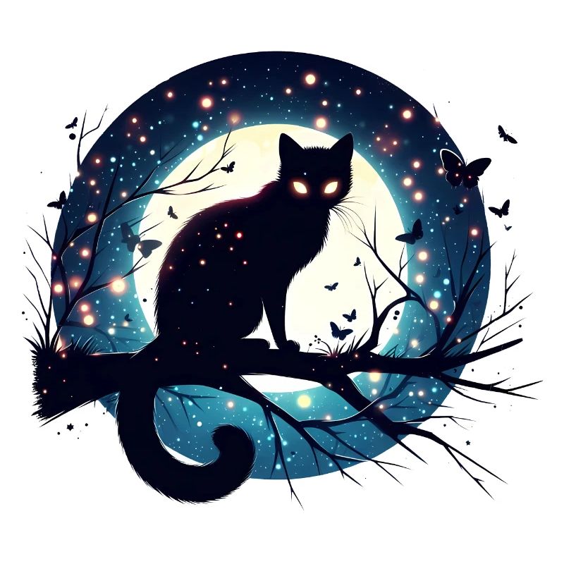 Full Moon with Black Cat Halloween