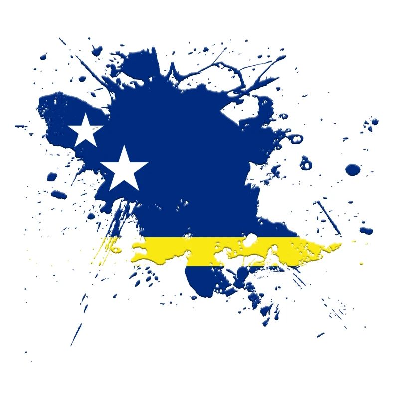 Curaçao Flagge als Farbklecks