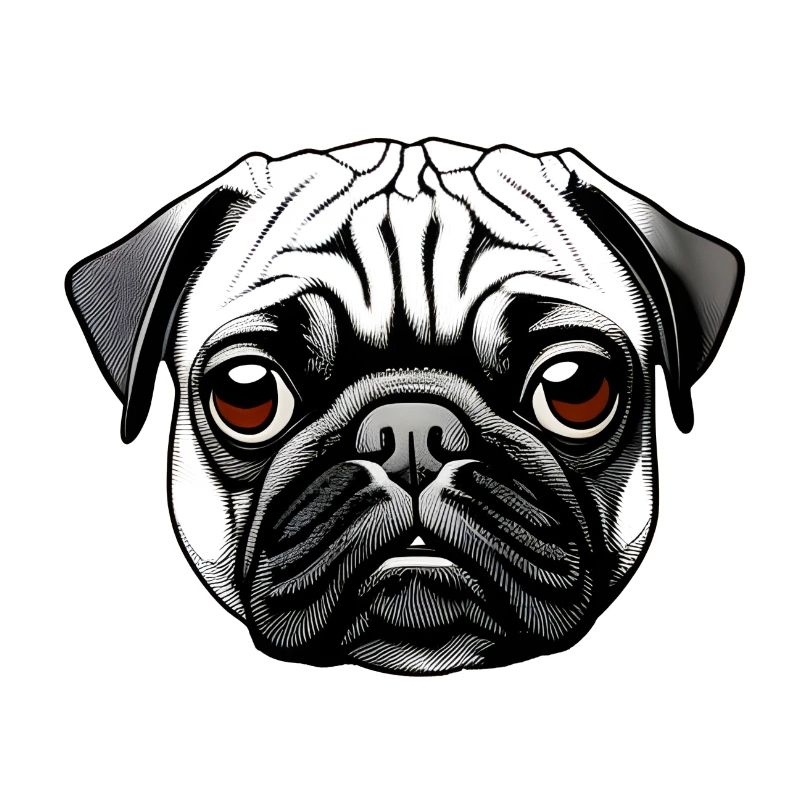 Pug Design Graphic Print Motif