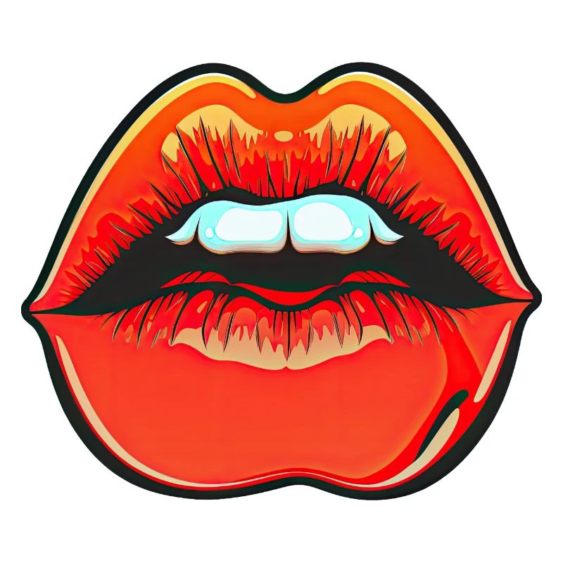 Teasing Red Lipstick Lips