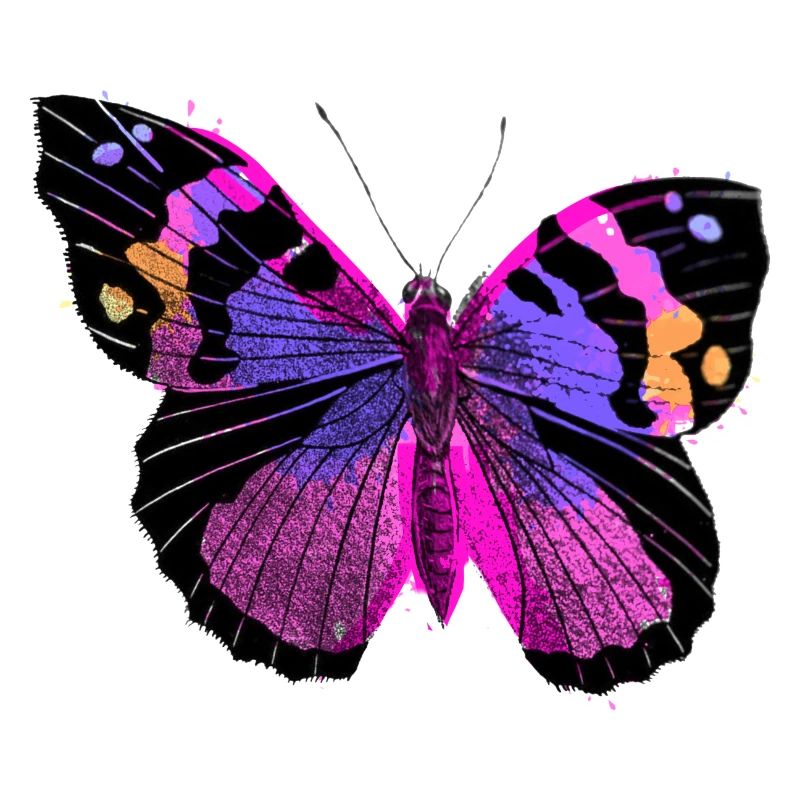 Papillon, coloré, rose, illustration