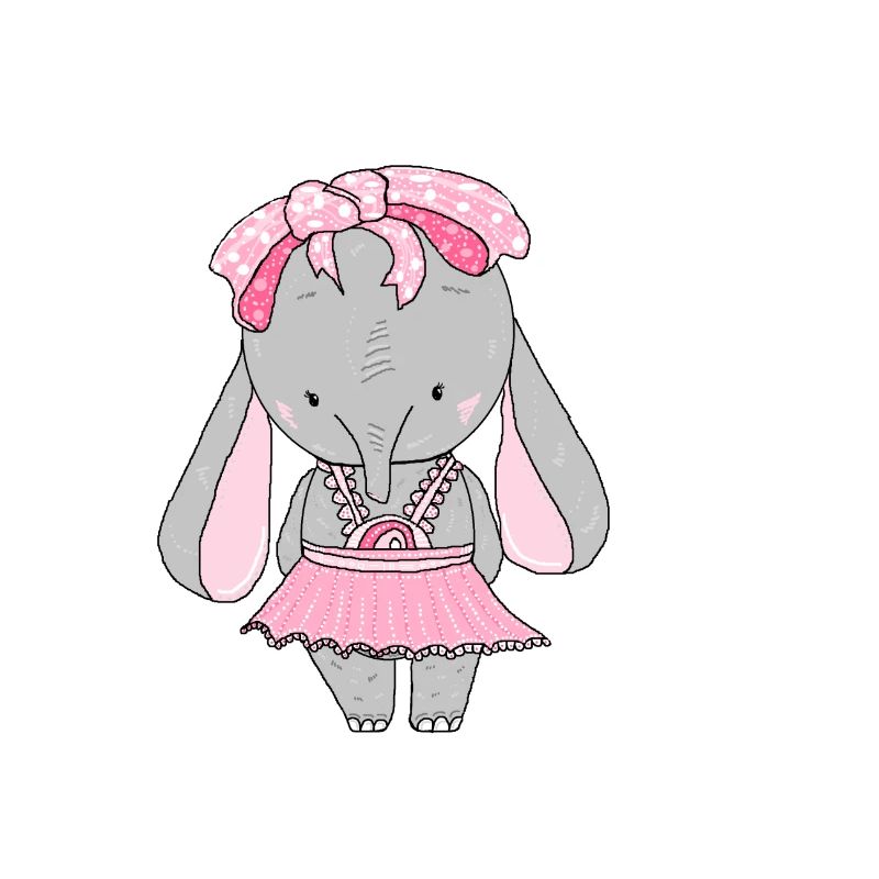 Éléphant, doux, dessin animé