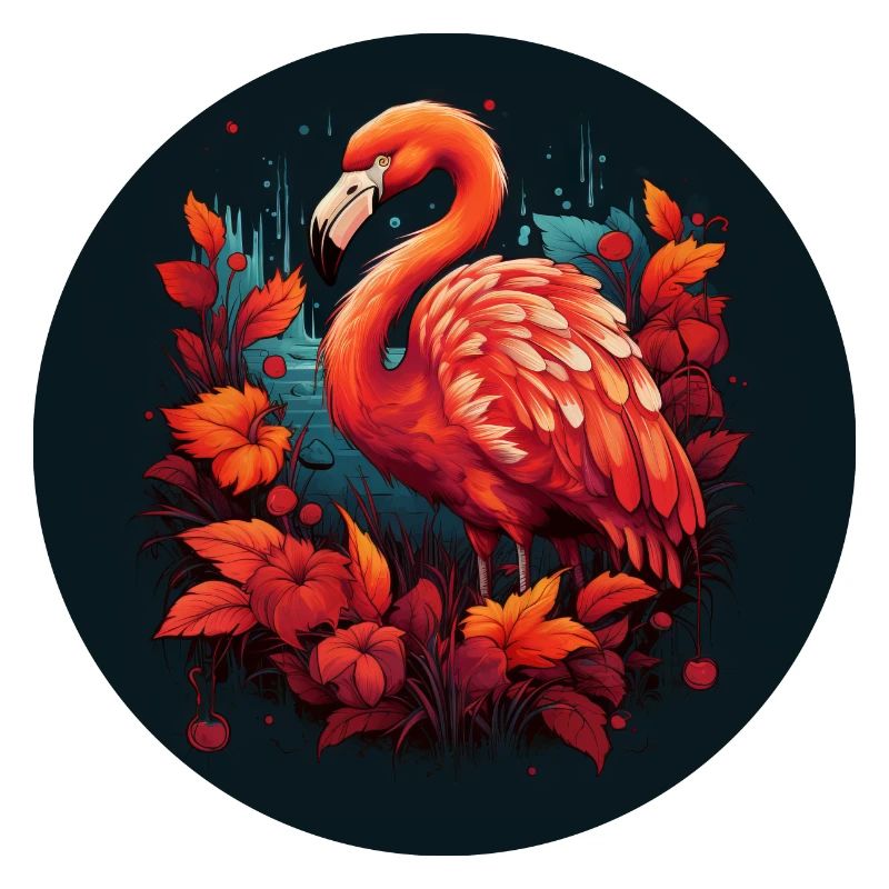 Flamingo in Herbstblättern