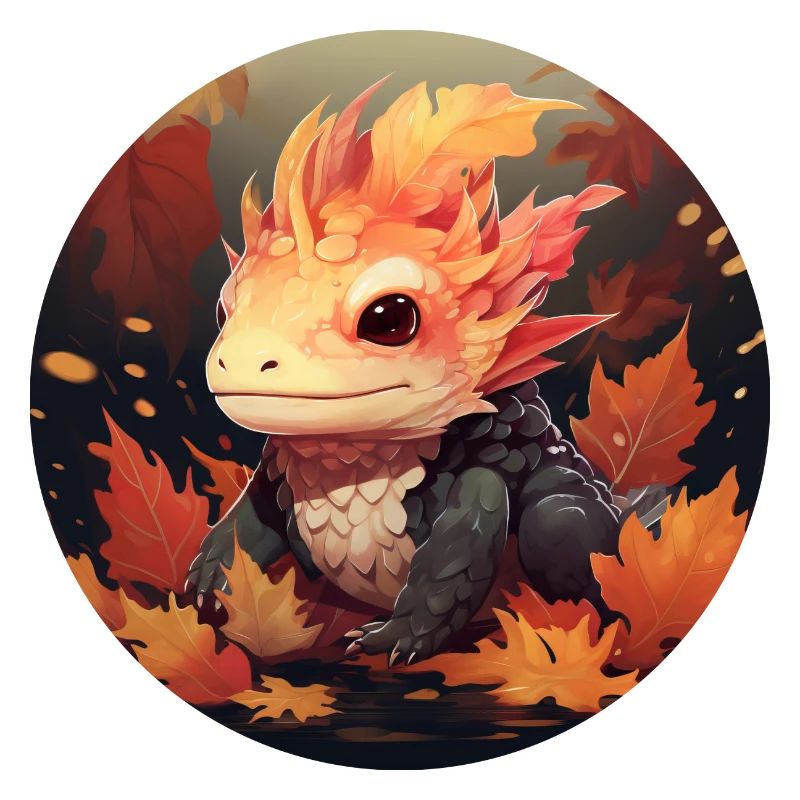 Axolotl dans le feuillage d’automne