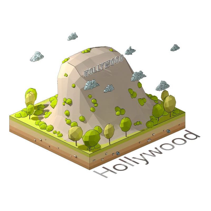 Panneau Hollywood low poly géométrique