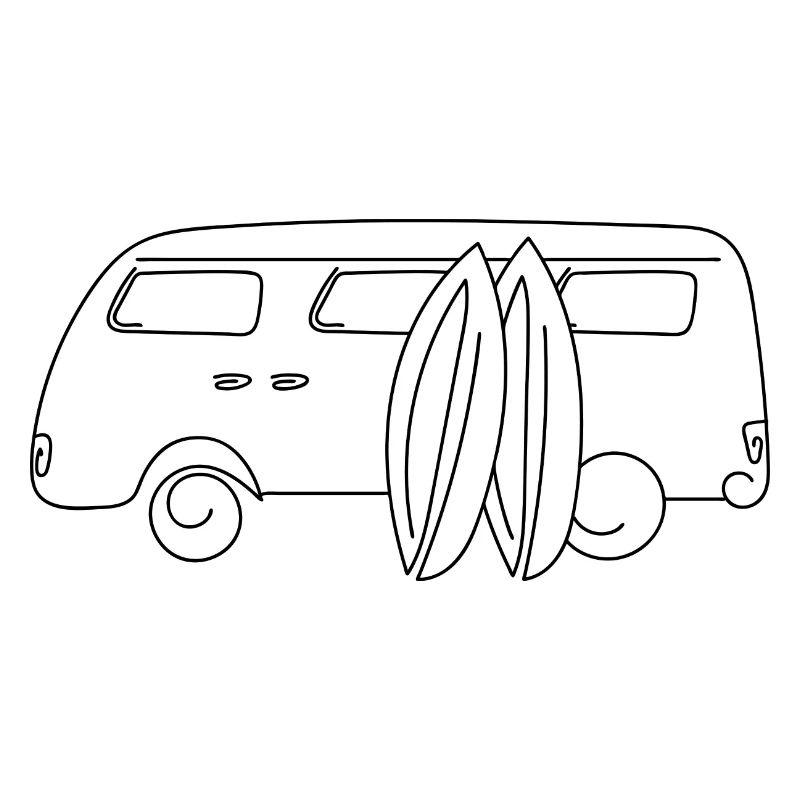 Camionnette rétro avec planches de surf