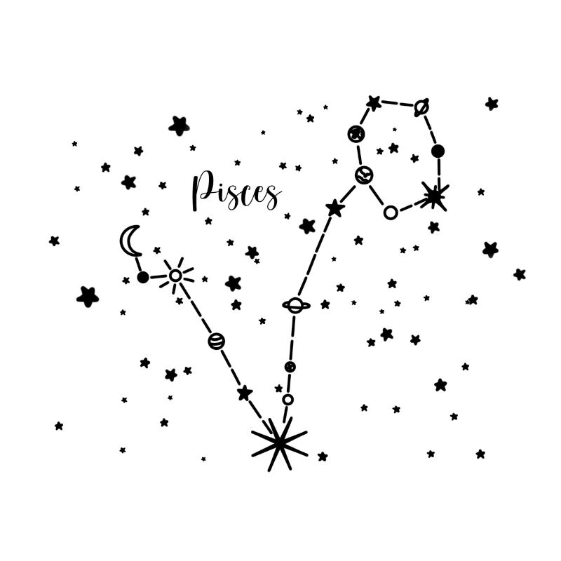 Fisch / Pisces Sternzeichen, Nachthimmel, Planeten