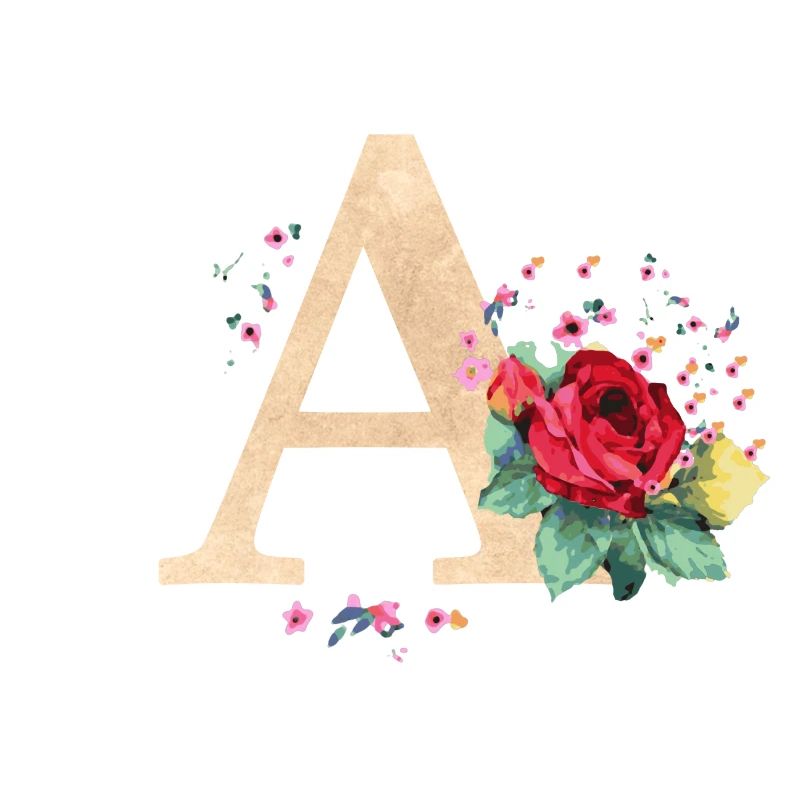 Lettre initiale lettre A initiales roses
