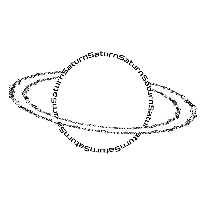 Saturn mit Ringen Grafik aus Text gebaut