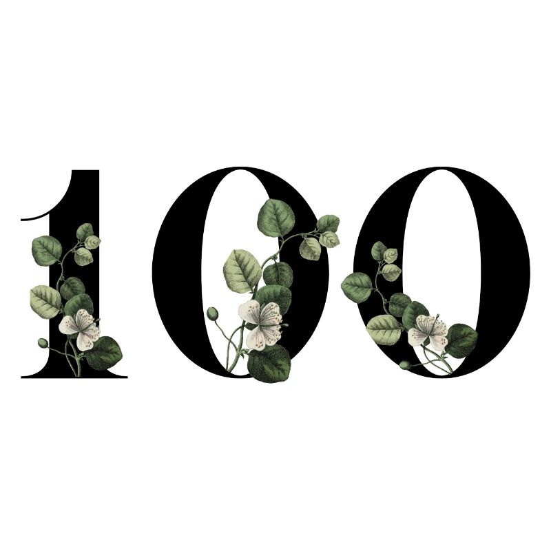 Zahl 100 Blumengrün - 100. Blumengeburtstag