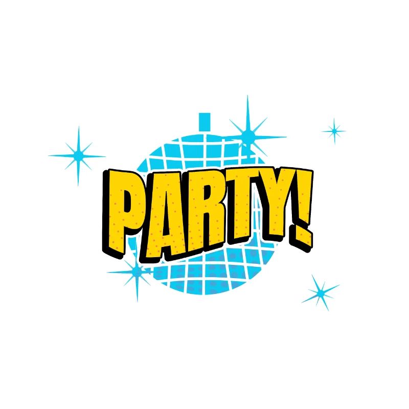 Party Disco Comic Stil Blase Graffiti Schriftzug