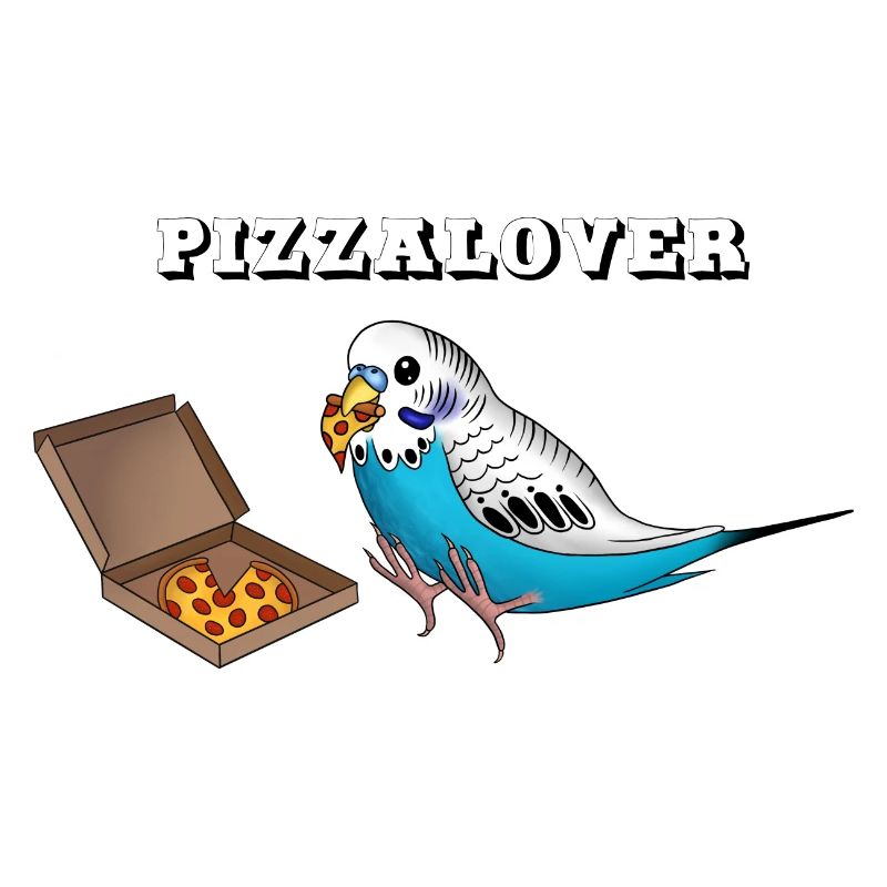 Pizzalover! Budgie spiser pizza