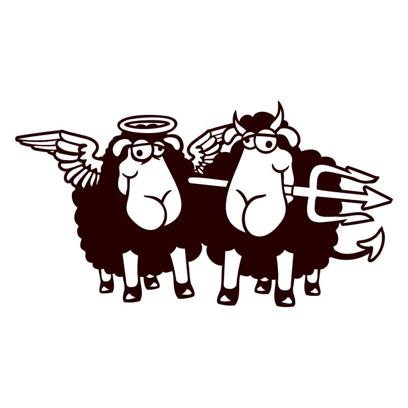 2 Sheep Angel Devil Satan Hell Evil Heaven Good