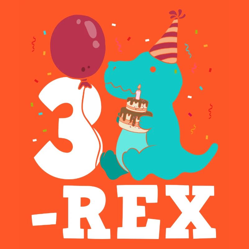 Three Rex T-Rex Birthday Gift for Three Year Olds