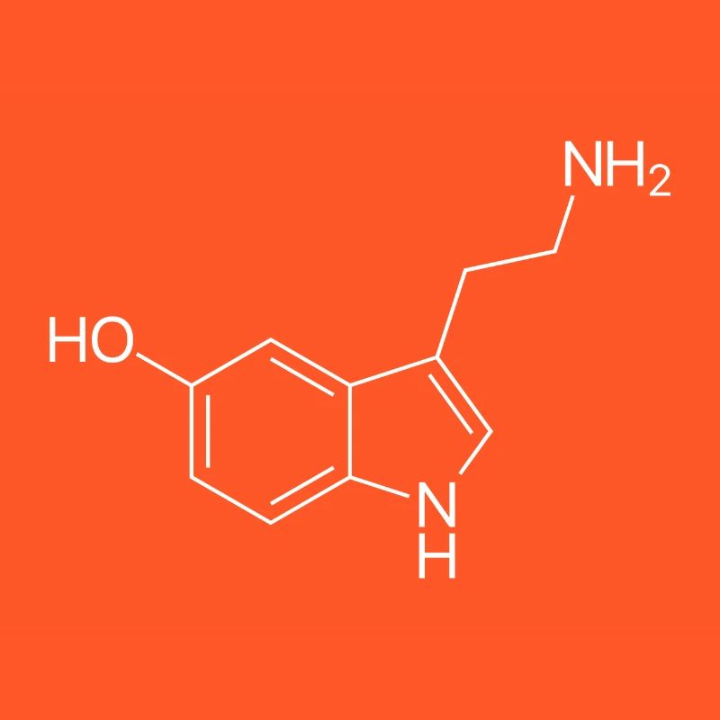 Serotonin structural formula - white