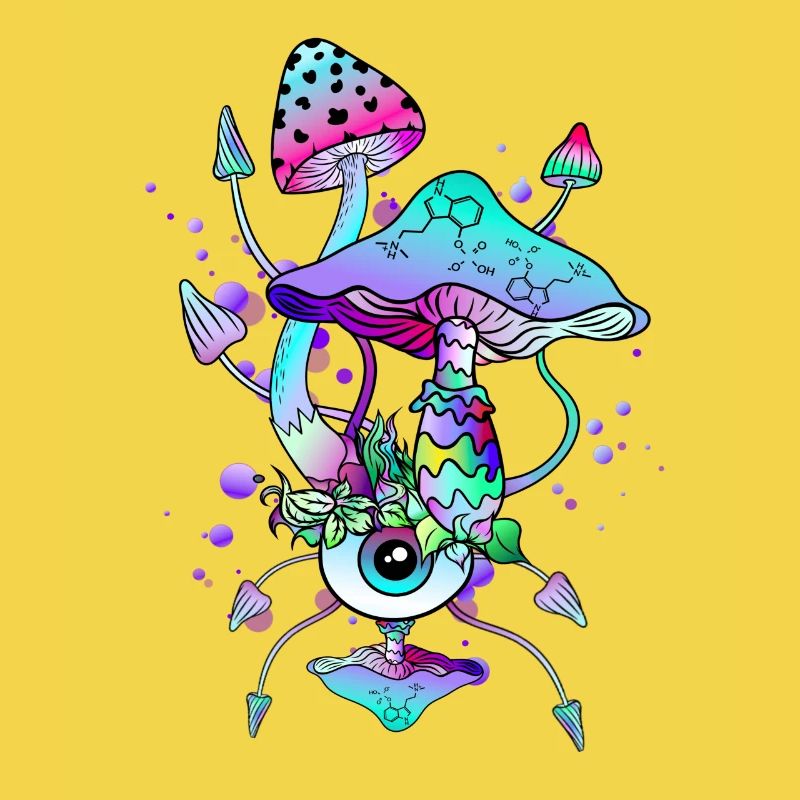 Trippy Neon Champignons Psychédéliques