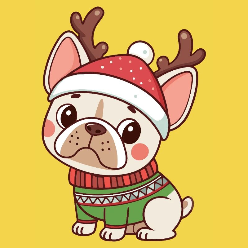 Chiot Noël Bonnet et Pull Vert