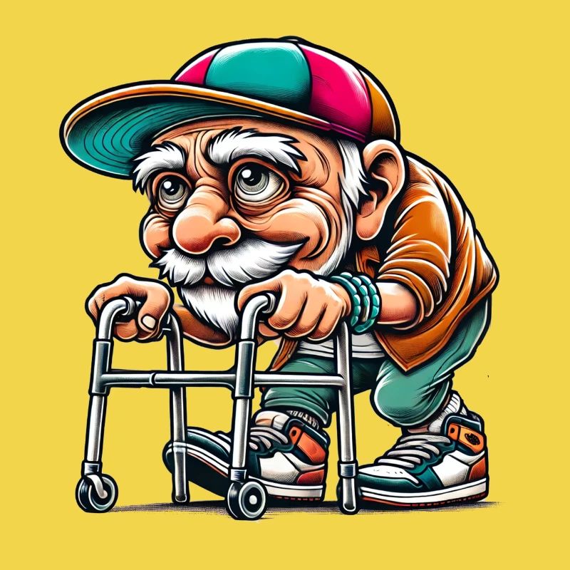 Senior mit Rollator Geburtstagsgeschenk Rentner