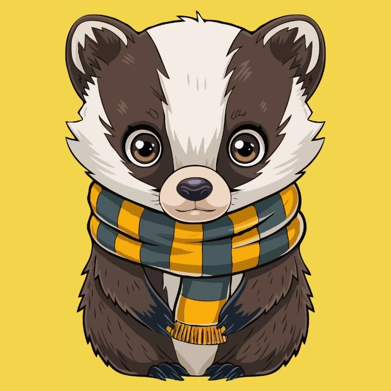 Mignon blaireau avec écharpe jaune et noire