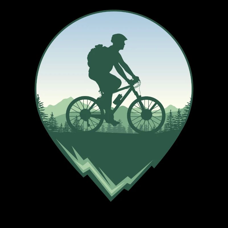 Vététistes devant la forêt et les montagnes