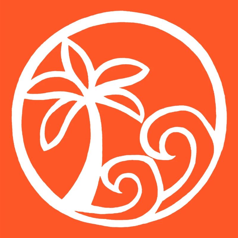 Waves and white palm tree