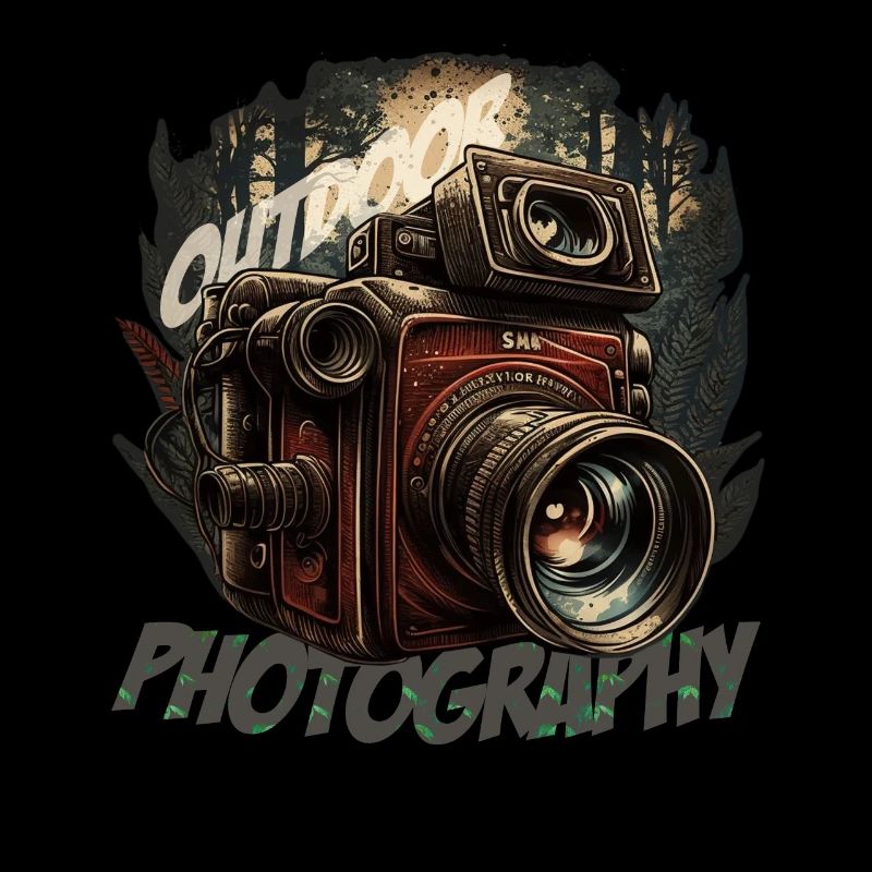 Caméra dans la forêt avec lettrage