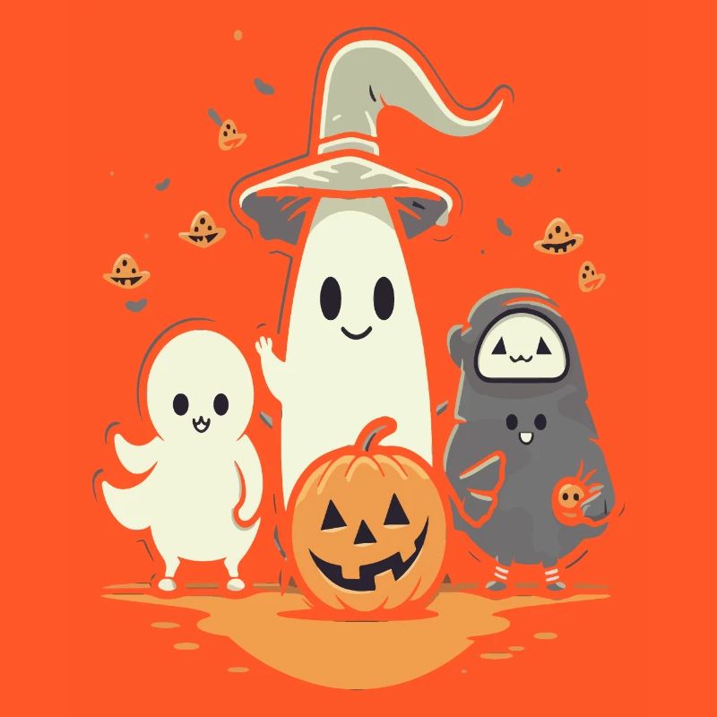Cuddly Halloween Ghosts with Pumpkin