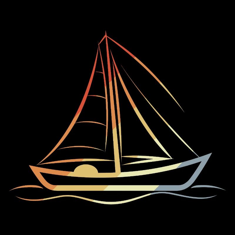 Retro Segelboot Line Art