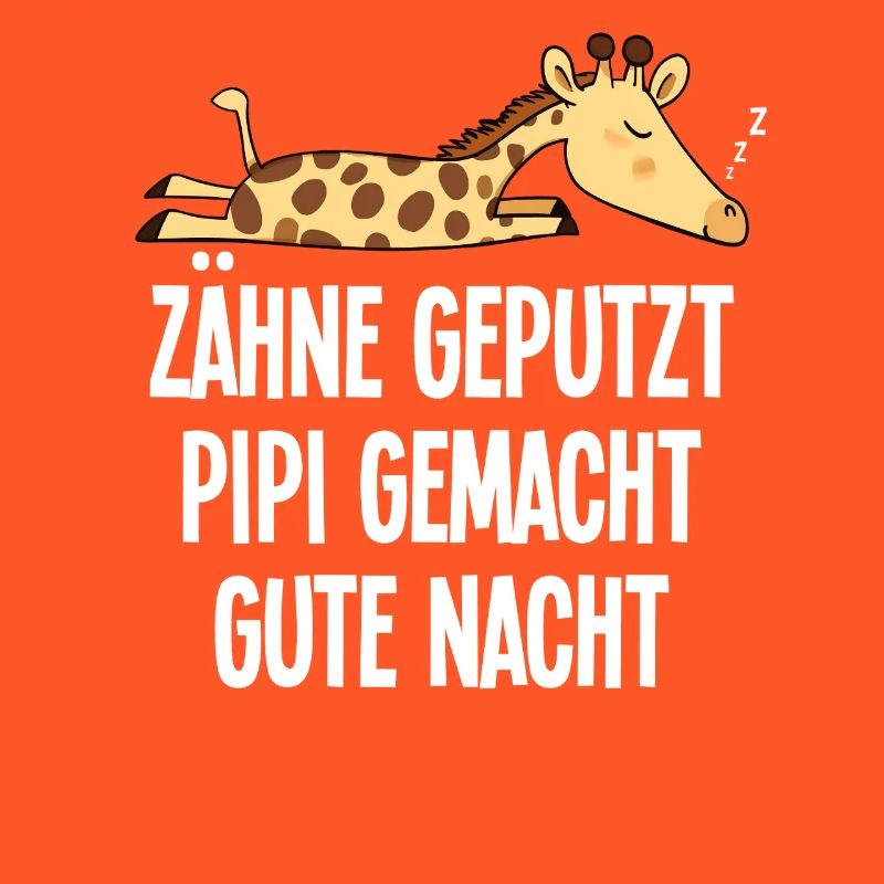 Sleeping Motif Funny Giraffe Teeth Brushed Saying