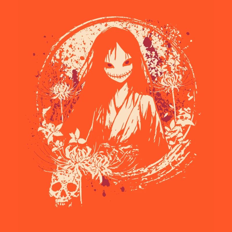 Horror Manga Dämon Mädchen Kimono Design