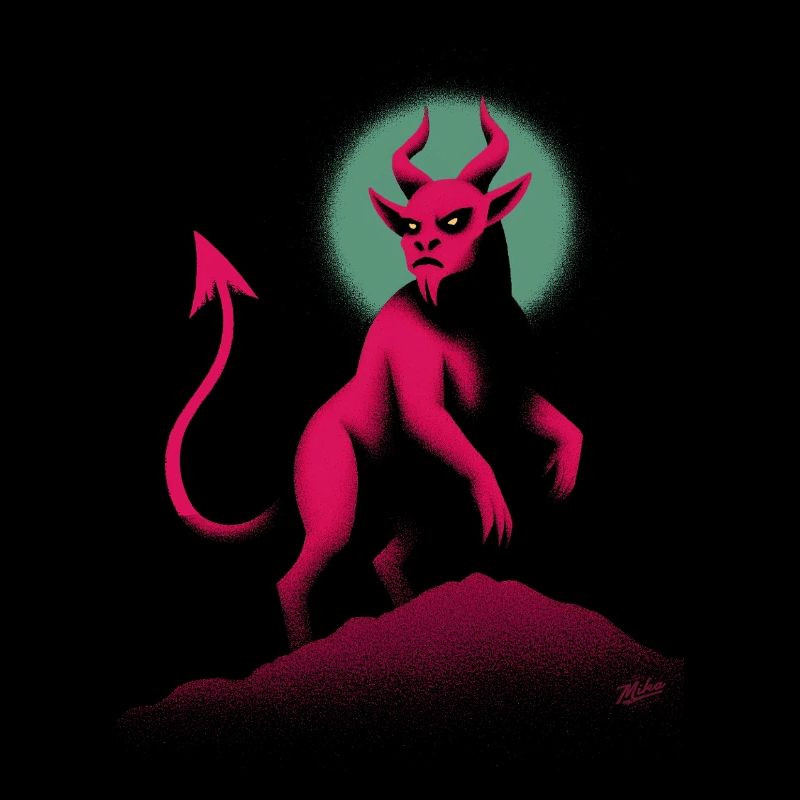 Retro Dämon auf Lavafelsen