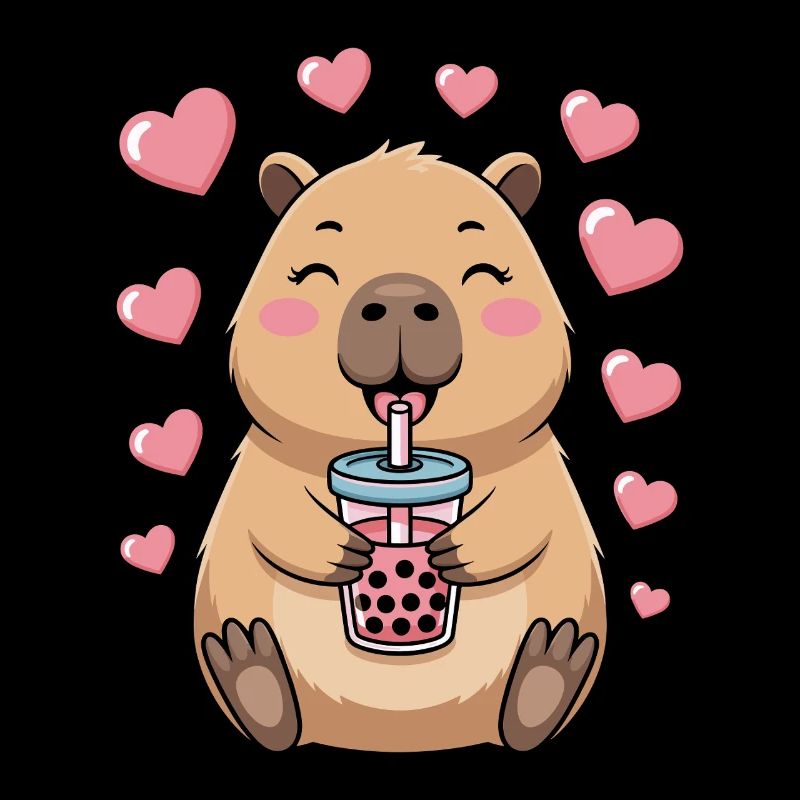 Kawaii Bubble Tee Capybara Boba Tee