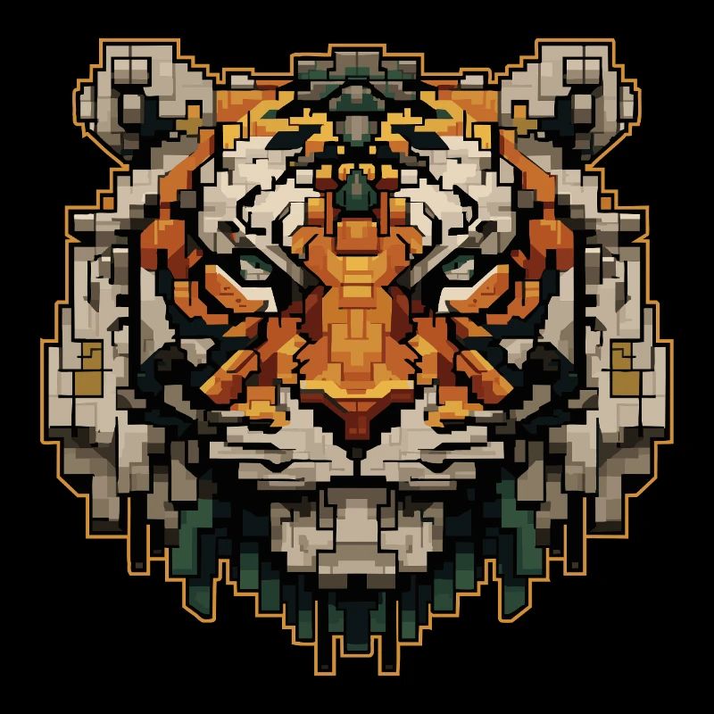Tigre de pixels puissant au look rétro