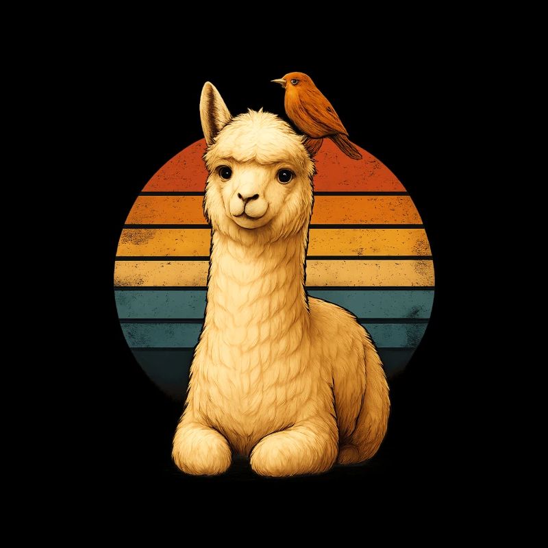 Alpaka Vogel Retro Tierfreunde