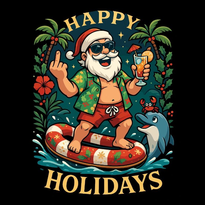 Joyeuses Fêtes plage Père Noël