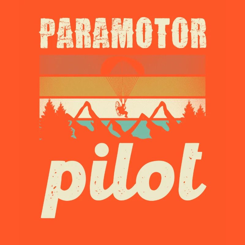 Paramotor Pilot Retro Sunset