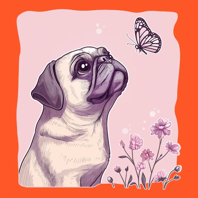 Mops mit Schmetterling