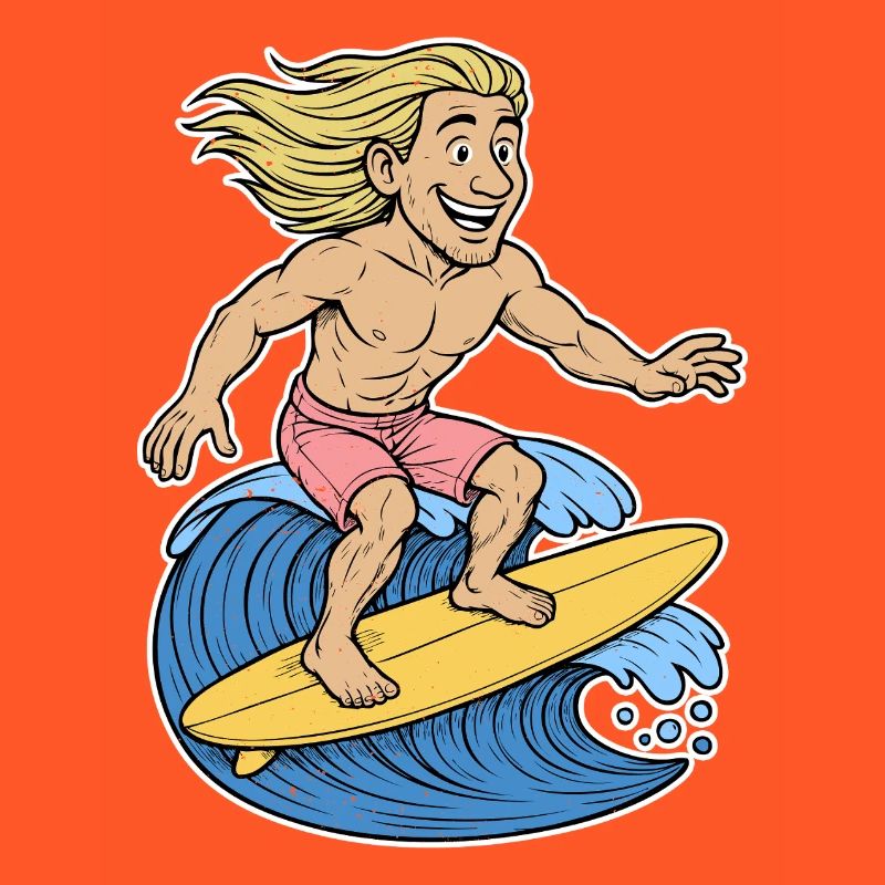 Blonde Surfer on Wave