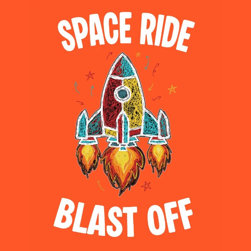 Fusée Espace Retro Scribble Blast Off