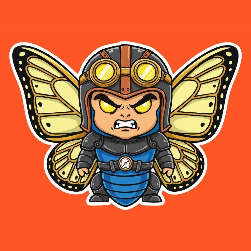 Steampunk Aviator Butterfly Blue Armor