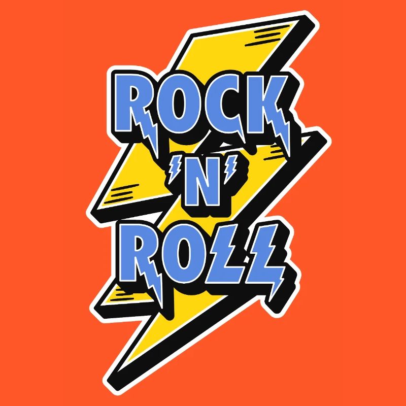 Rock 'N' Roll Logo with Lightning Bolt