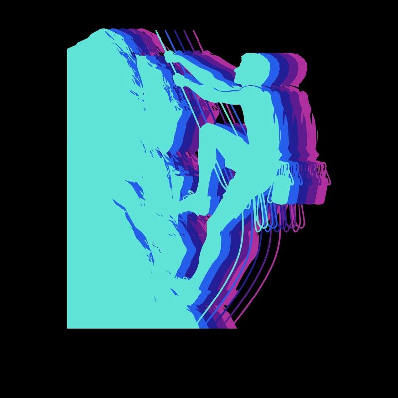 Glitch Art Kletterer Silhouette Modern